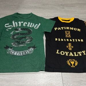 Slytherin and Hufflepuff XS little kids tees from Harry Potter Universal Studios